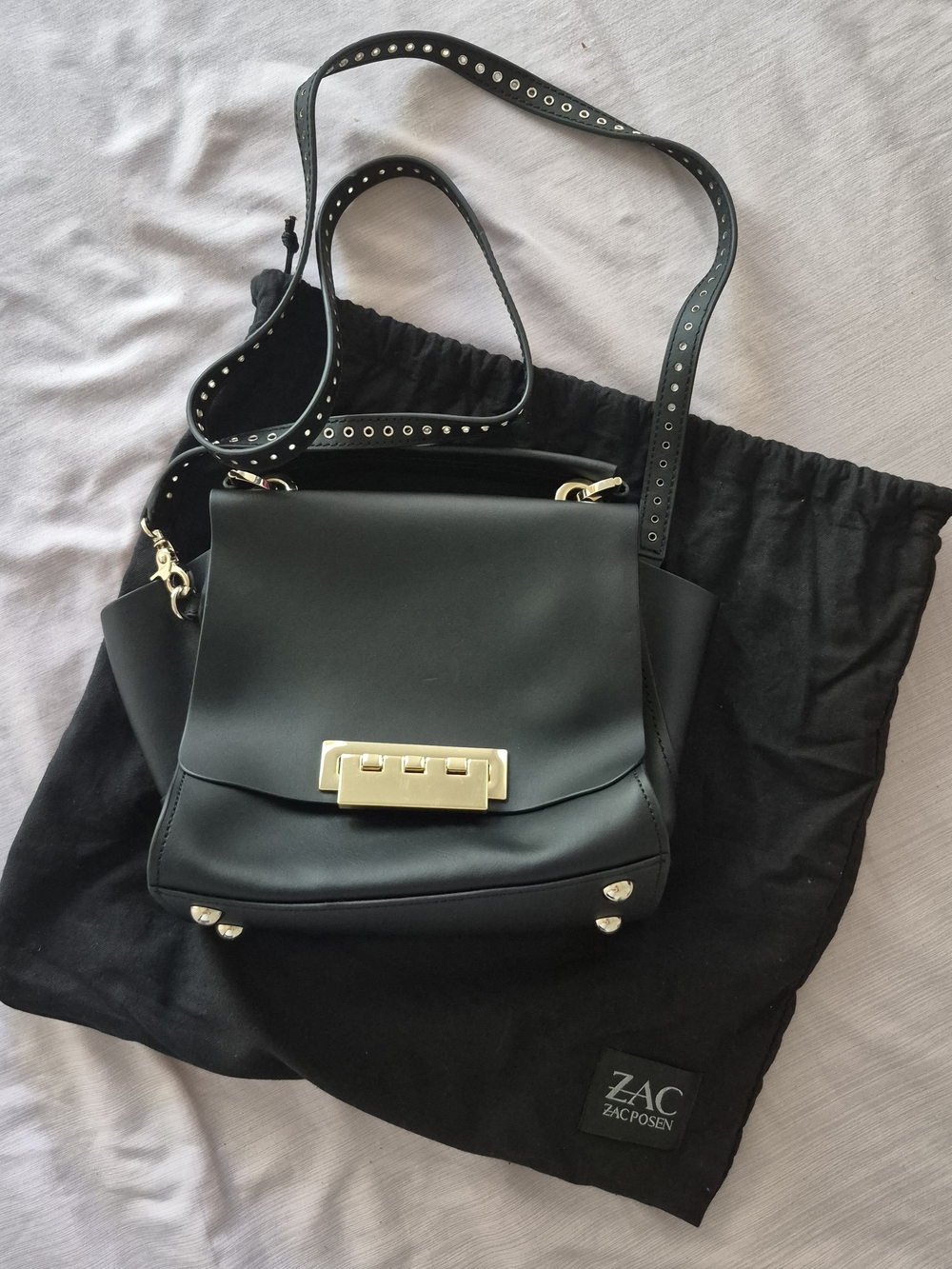 Zac Posen Black Eartha Mini Leather Crossbody Bag